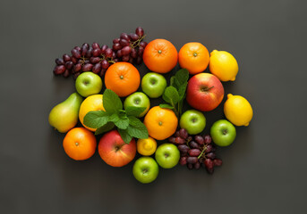 Organic fruits healthy eating top view