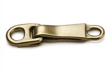 Zipper in gold color, isolated on white background, perfect for design