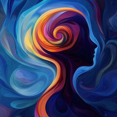 Abstract Swirling Colors Representing Human Mind, Psychology, and Consciousness - Vivid Digital Art