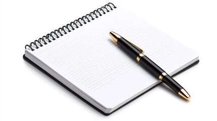 clean white notepad with black pen resting on it, perfect for writing notes or ideas. simplicity of setup evokes sense of creativity and organization