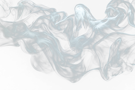 Abstract swirling white smoke on black Transparent Background.