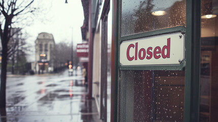 Fototapeta premium Closed boutique storefront with elegant window display, symbolizing the end of a day and the anticipation of a new beginning