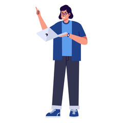 Illustration of People with Technology Devices. Flat Cartoon Vector Character.