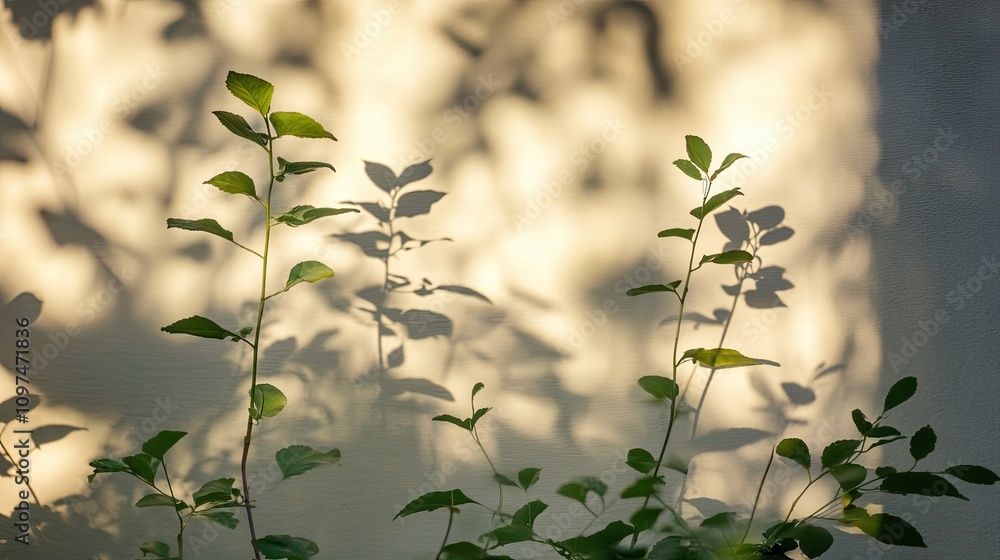 Canvas Prints Sunlight Dappling Through Leaves Casting Shadows on a Wall