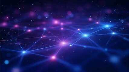 Fototapeta premium Abstract network technology background with glowing lights in shades of blue and purple 
