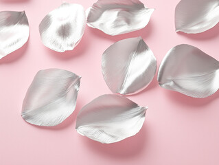 Aluminum Tulip Petals on Blush Pink Background with Generous White Space