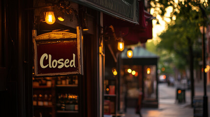 Closed boutique storefront with elegant window display, symbolizing the end of a day and the anticipation of a new beginning