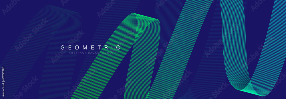 Aufkleber abstract geometric background with flowing green lines