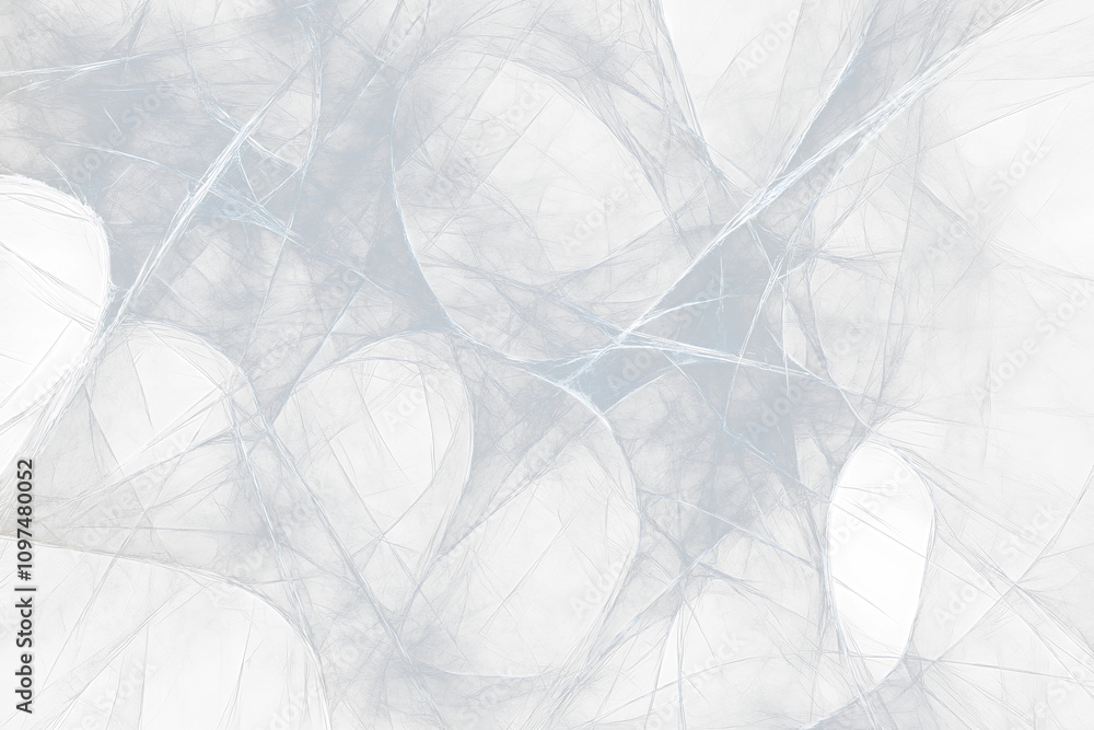 Poster abstract fractal network, white lines on black transparent background.