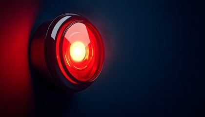 Red emergency siren light on a dark background, 3D rendering illustration with space for the text. Red flashing lights. 
