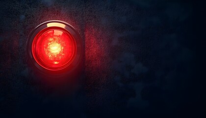 Red emergency siren light on a dark background, 3D rendering illustration with space for the text. Red flashing lights. 