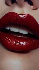 Obraz premium Alluring Red Lips: A Close-up Beauty Shot