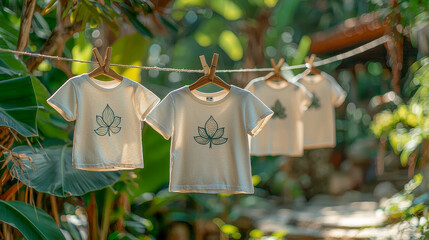 Organic Cotton T-Shirts Hanging Outdoors