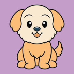 Cute Baby Cartoon Bolonka Dog sitting Vector Illustration Design
