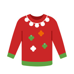 Christmas sweater flat sketch with color