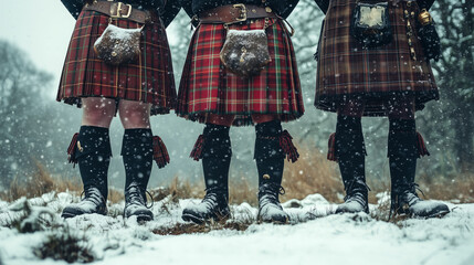 Scottish Kilts in a Snowy Landscape