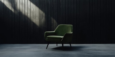 Green Chair Black Wall