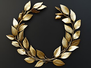 Golden logo frame,Elegant Golden Laurel Wreath Emblem