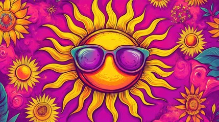 Summer sun with flowers