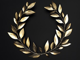Golden logo frame,Elegant Golden Laurel Wreath Emblem