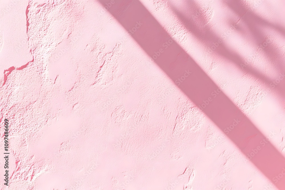 Poster a textured pink wall with a shadow creating a soft, artistic effect.
