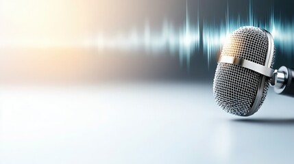 Obraz premium Microphone and Sound Waves