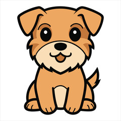 Cute Baby Cartoon Border Terrier Dog sitting Vector Illustration Design