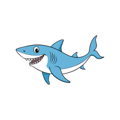 Obraz premium shark cartoon isolated on white 