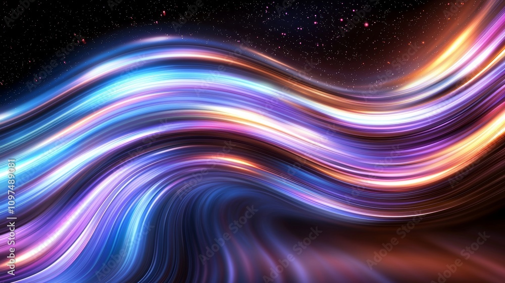 Poster dynamic abstract background with shimmering waves of light in vibrant colors for creative projects a