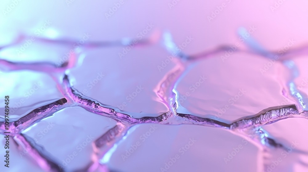 Poster futuristic digital surface with shimmering overlapping patterns and light reflections in vibrant col