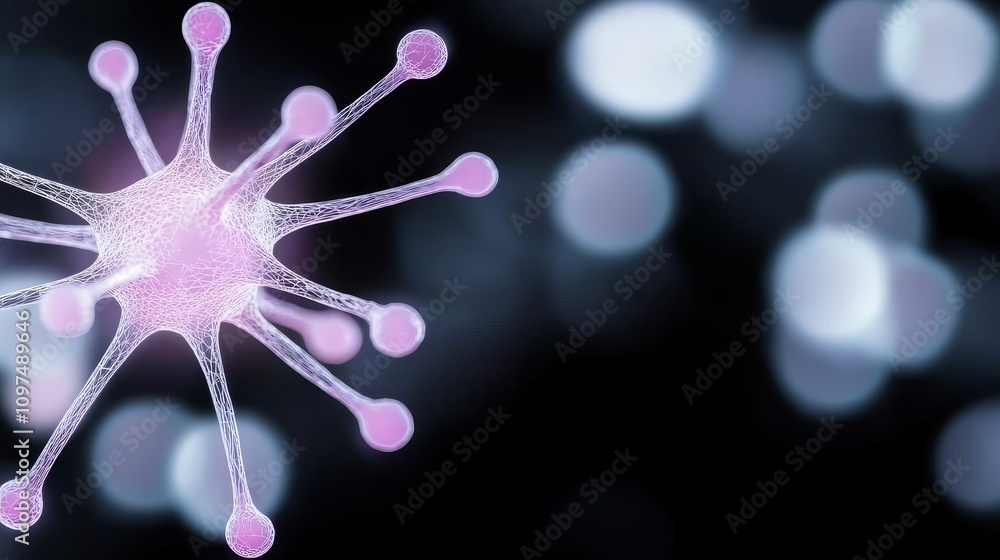 Aufkleber abstract high-tech background with shimmering lights and scientific concept of microscopic particles