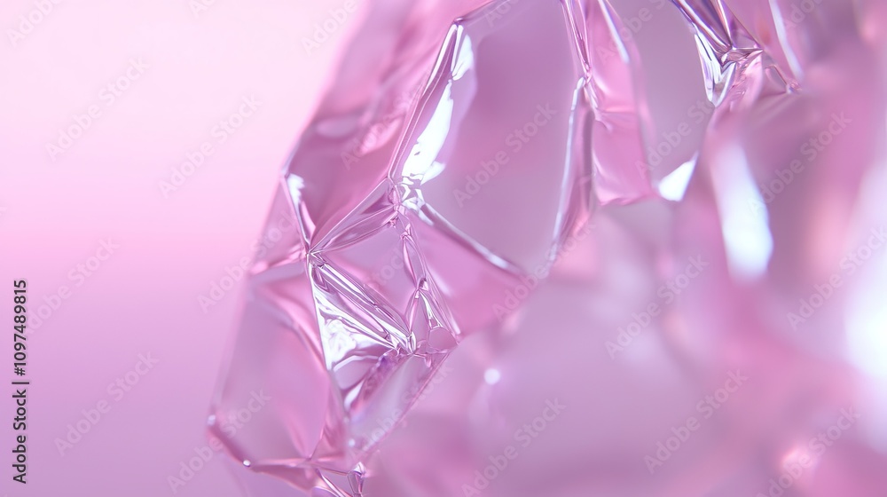Poster kaleidoscopic gradient design featuring holographic elements and textured plastic surface in soft pi