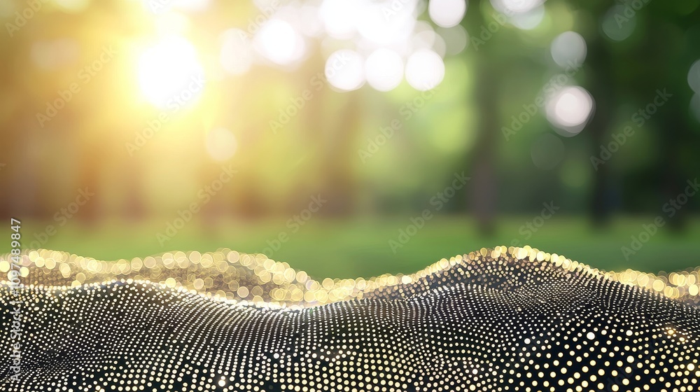 Poster luminous abstract digital background with soft light and shimmering particles in a natural setting