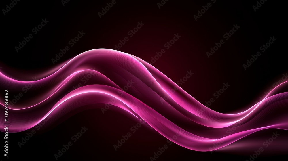 Poster Mesmerizing Abstract Composition with Flowing Waves and Vibrant Colors on a Dark Background