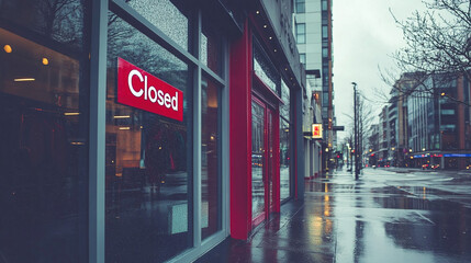 Closed boutique storefront with elegant window display, symbolizing the end of a day and the anticipation of a new beginning