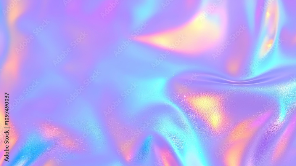 Poster Soft and Flowing Abstract Background with Shimmering Patterns in Peaceful Colors of Blue and Pink