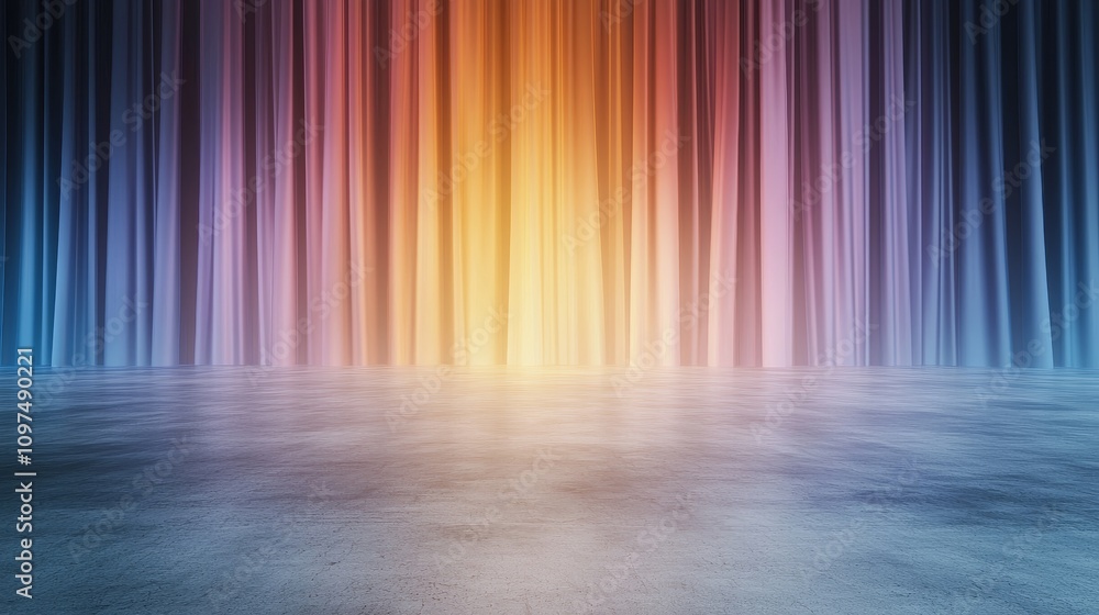 Poster sleek abstract design with gradient pillars and soft lighting in a minimalist 3d space