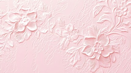 A textured pink floral design with embossed flowers and intricate patterns.