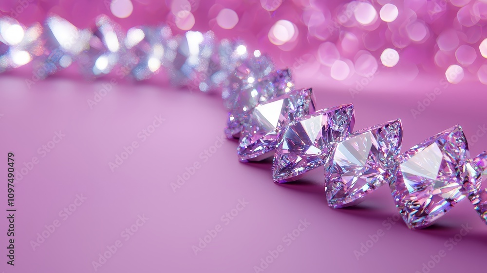 Poster sparkling surreal digital art with shimmering effect and refracted light on a soft pink background