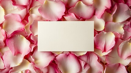 Hybrid Tea Rose Petals in Shades of Pink and White Surrounding a Blank Center Creating a Romantic Frame