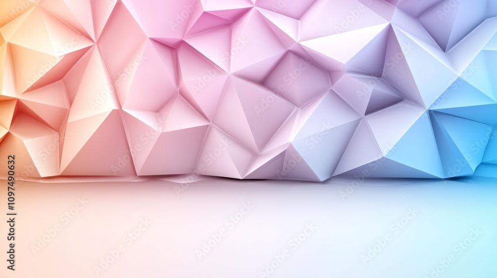Aufkleber vibrant abstract 3d holographic background with gradient triangles and geometric shapes in soft past