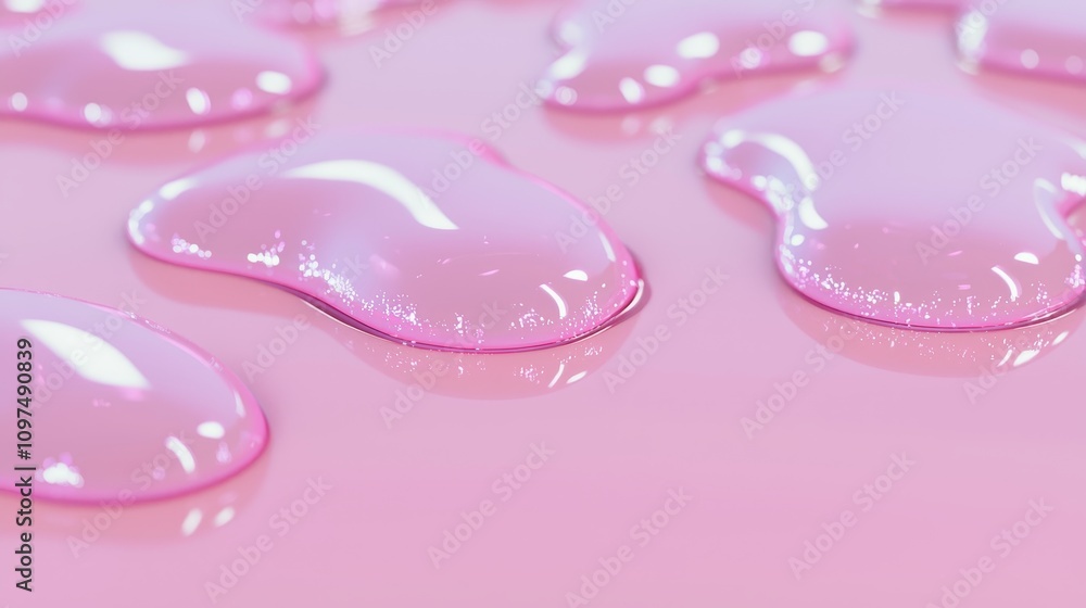 Poster abstract layers of holographic gradients with flowing pink blobs on a reflective surface for creativ
