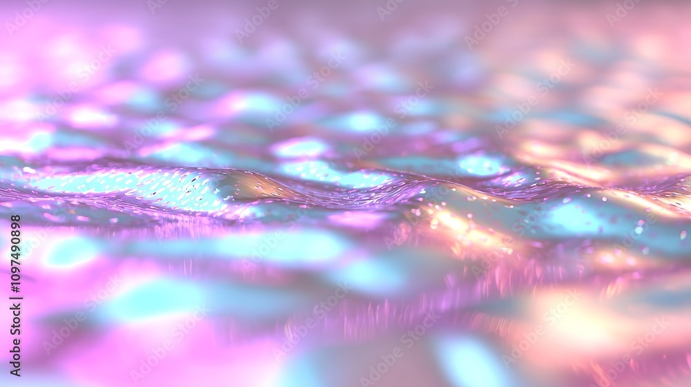 Poster vibrant digital waves with abstract gradient patterns in soft colors creating a dreamy atmosphere