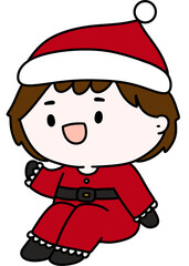 Christmas costumes Cute, Kids, Children, Clipart, PNG, Transparent, Holiday, Festive, Costume, Santa, Red, Cartoon, Doodle, Illustration