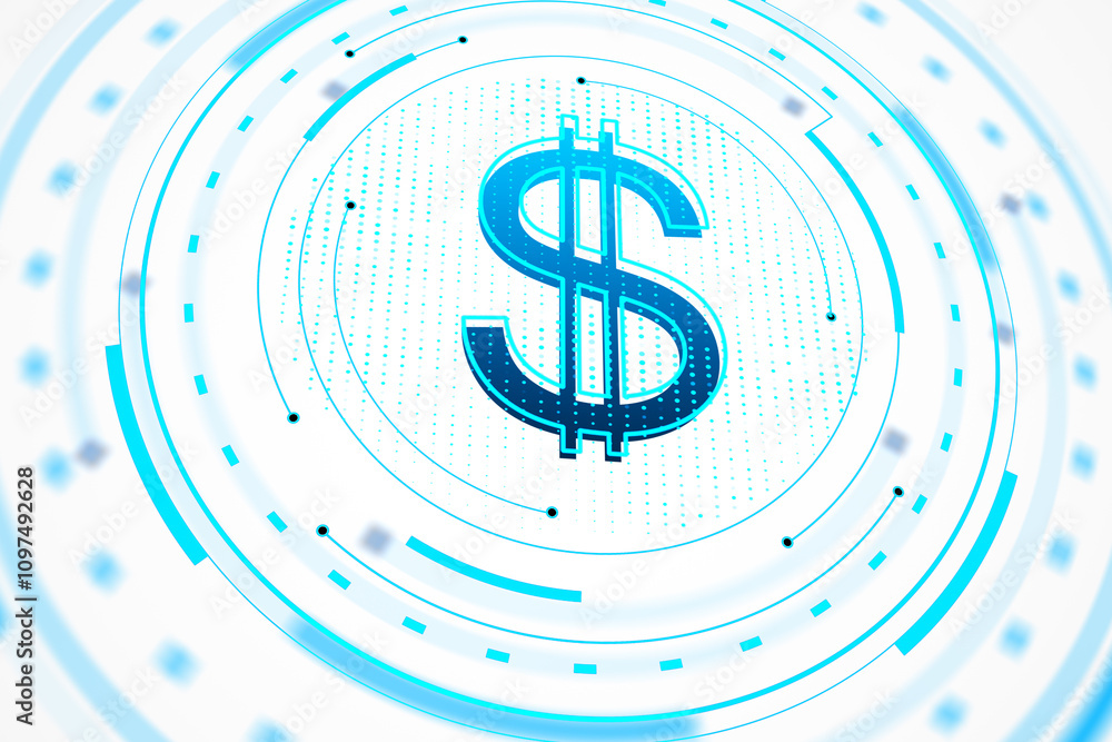 Aufkleber digital dollar sign illustration with futuristic gradient light design on white background. concept 
