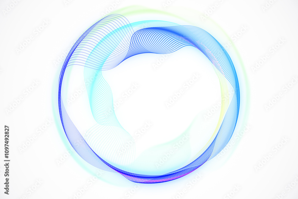 Aufkleber Abstract circular wave pattern with gradient light effects on a clean white background. 3D Rendering