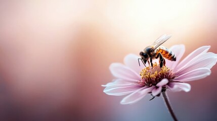 Bees pollinating flowers in a vibrant garden nature scene close-up serene environment macro viewpoint beauty of nature