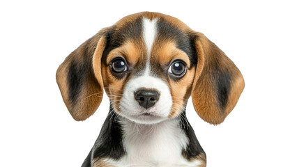 Transparent background Adorable beagle puppy with expressive eyes and charming face, showcasing its playful and friendly nature. This captures essence of beloved pet