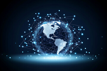 Obraz premium Global network concept with planet Earth and connecting lines and dots