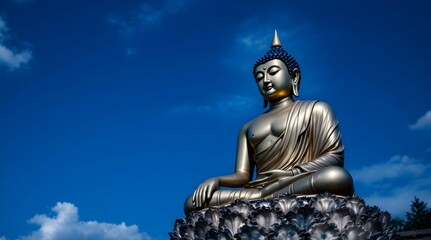Obraz premium Serene Buddha Statue Against Blue Sky